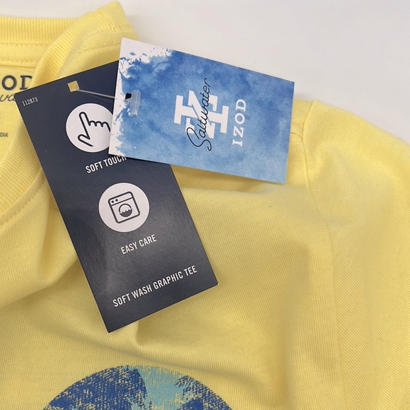 Izod NWT Mens Saltwater Weekend Getaway Tee Shirt Lemon Meringue - Picture 5 of 9